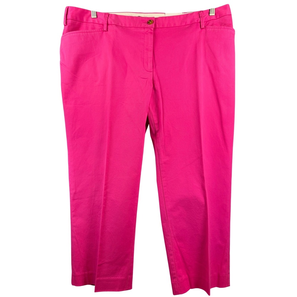 Lands End Womens 18W Pink Mid Rise Straight Leg Cotton Stretch Crop Pants NEW